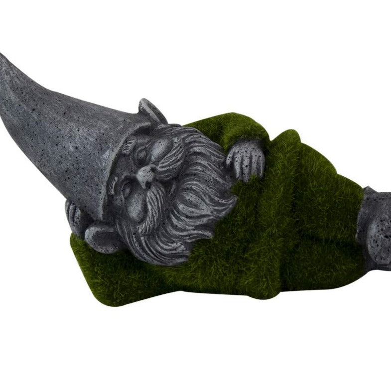 Nain, gnome couché gris & mousse polyr 24cm
