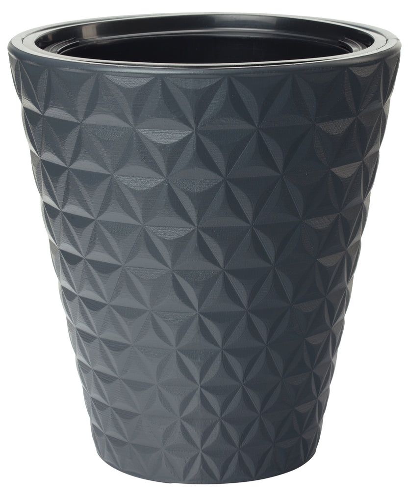 Pot rond en plastique design noir 'Diamond'